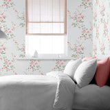 Catherine Lansfield Canterbury Floral Wallpaper Cream - Canterbury Grey Red Wallpaper