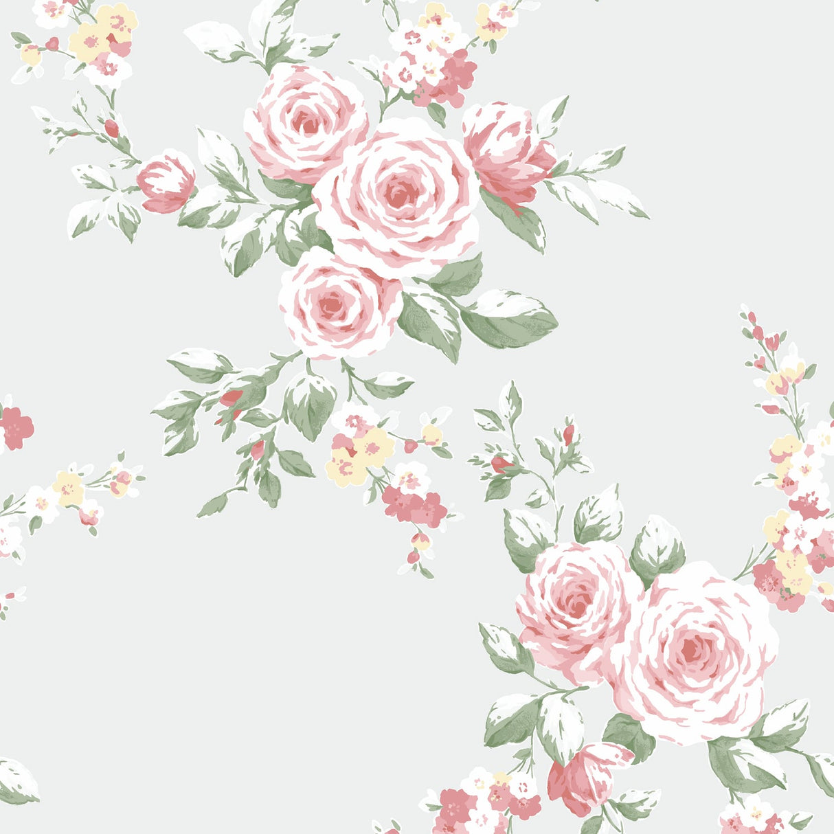 Catherine Lansfield Canterbury Floral Wallpaper Cream - Canterbury Grey Red Wallpaper
