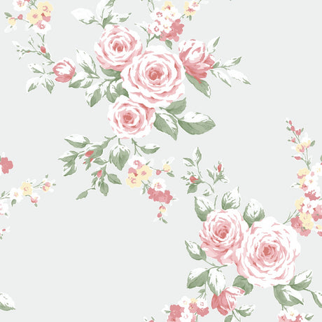 Catherine Lansfield Canterbury Floral Wallpaper Cream - Canterbury Grey Red Wallpaper