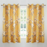Catherine Lansfield Canterbury Floral Eyelet Curtains - Ochre Polycotton - Canterbury Ochre Curtains