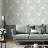 Catherine Lansfield Canterbury Floral Wallpaper Cream - Canterbury Sage Green Wallpaper