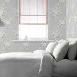Catherine Lansfield Canterbury Floral Wallpaper Cream - Canterbury Sage Green Wallpaper