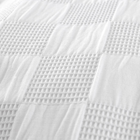 Waffle Checkerboard White Duvet Cover Set
