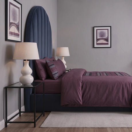 New York Faux Silk Aubergine Duvet Cover Bedding Set