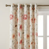 Nadia Floral Beige Eyelet Curtains Ready Made 2