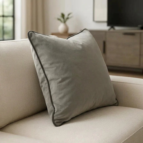 Piped Velvet Charcoal / Silver Cushion Cover s 43cm x 43cm 43x43cm