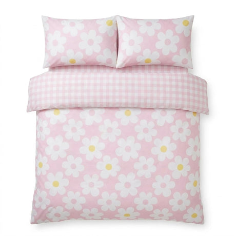Retro Daisy Pink Floral Duvet Cover Set 2