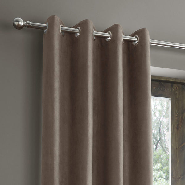 Faux Suede Eyelet Curtains Mink