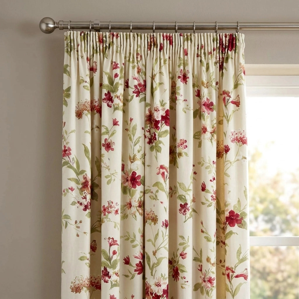 Jeannie Floral Pencil Pleat Tape Top Curtains 2