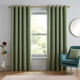 Strata Thermal Dim Out Woven Eyelet Curtains Pair - Green