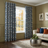 Luna Floral Cotton Ready Made Eyelet Curtains 4
