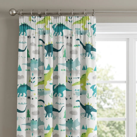 Dino Kids Dinosaur Print Tape Top Curtains 2