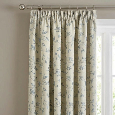 Bird Trail Jacquard Tape Top Pencil Pleat Curtains Beige 2