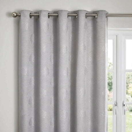 Harvest Jacquard Silver Ready Made Eyelet Curtains 2