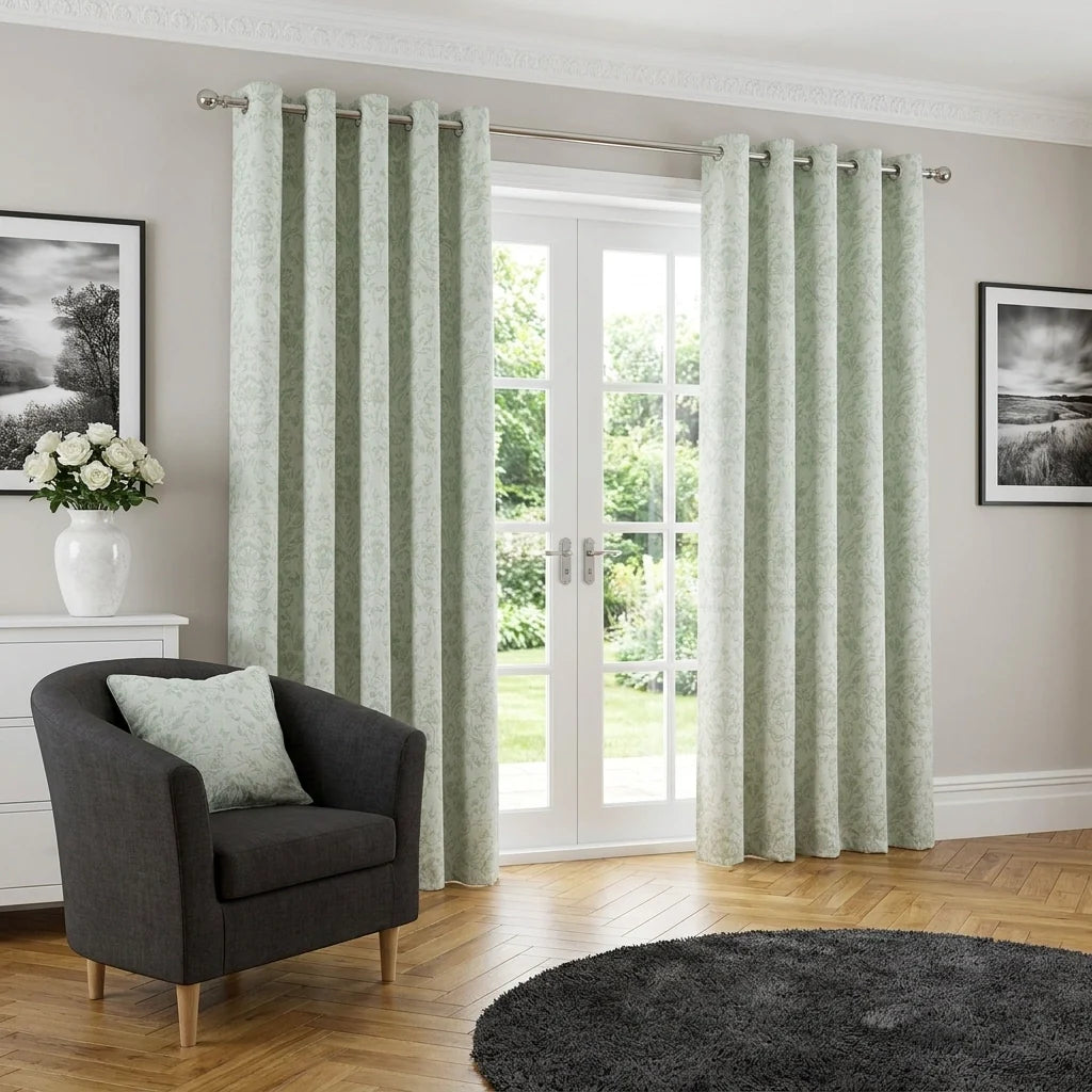 Marple Thermal Ready Made Eyelet Curtains - Sage Green