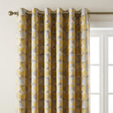 Skandi Jacquard Lined Eyelet Curtains Ochre 2