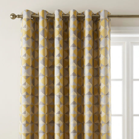 Skandi Jacquard Lined Eyelet Curtains Ochre 2