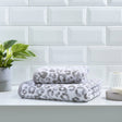 Animal Print Jacquard 550gsm Cotton Bathroom Towel - Grey