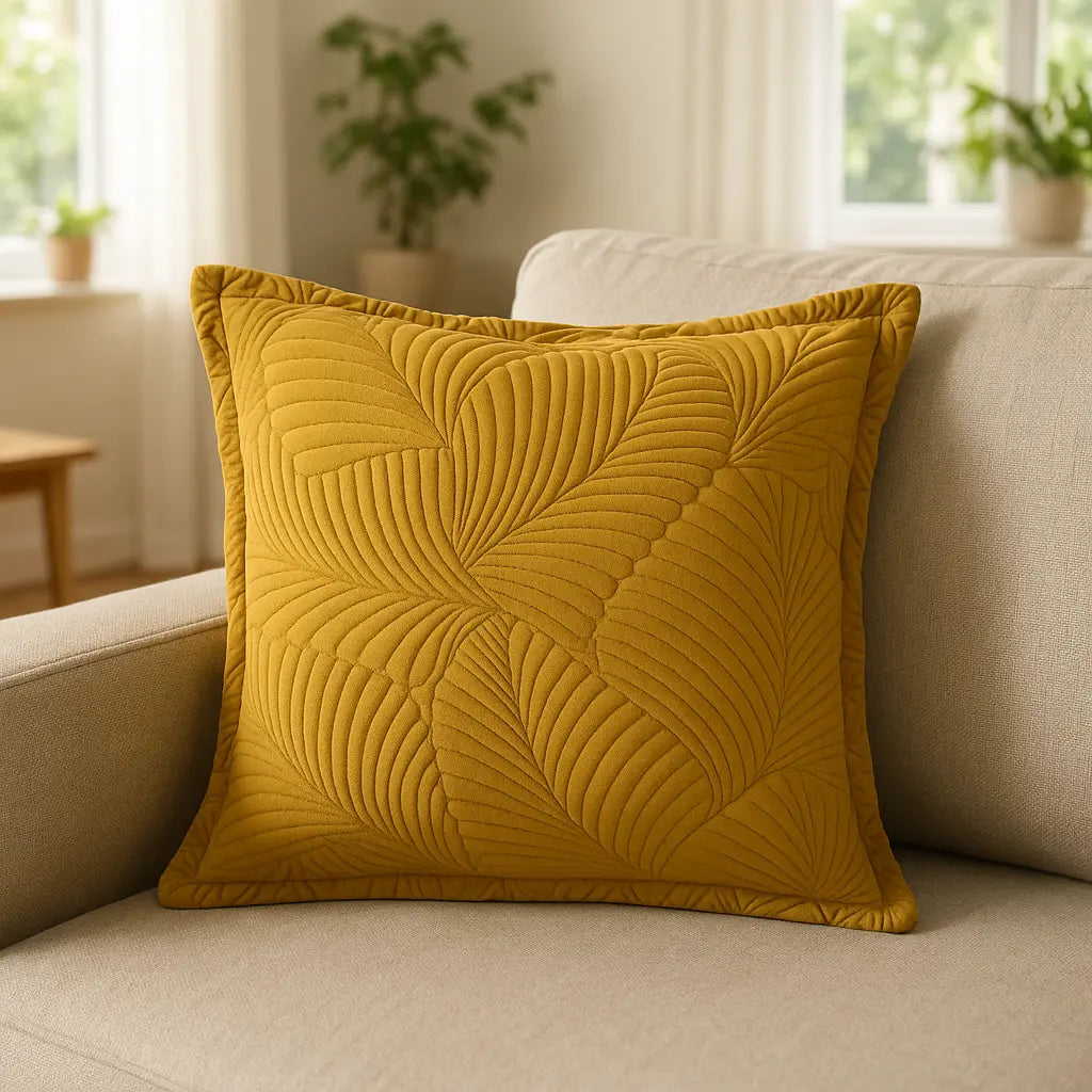 Palmeria 100% Cotton Velvet Gold Cushion Cover 60cm x 60cm