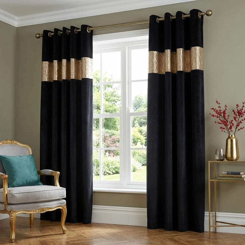 Capri Gold Eyelet Curtains