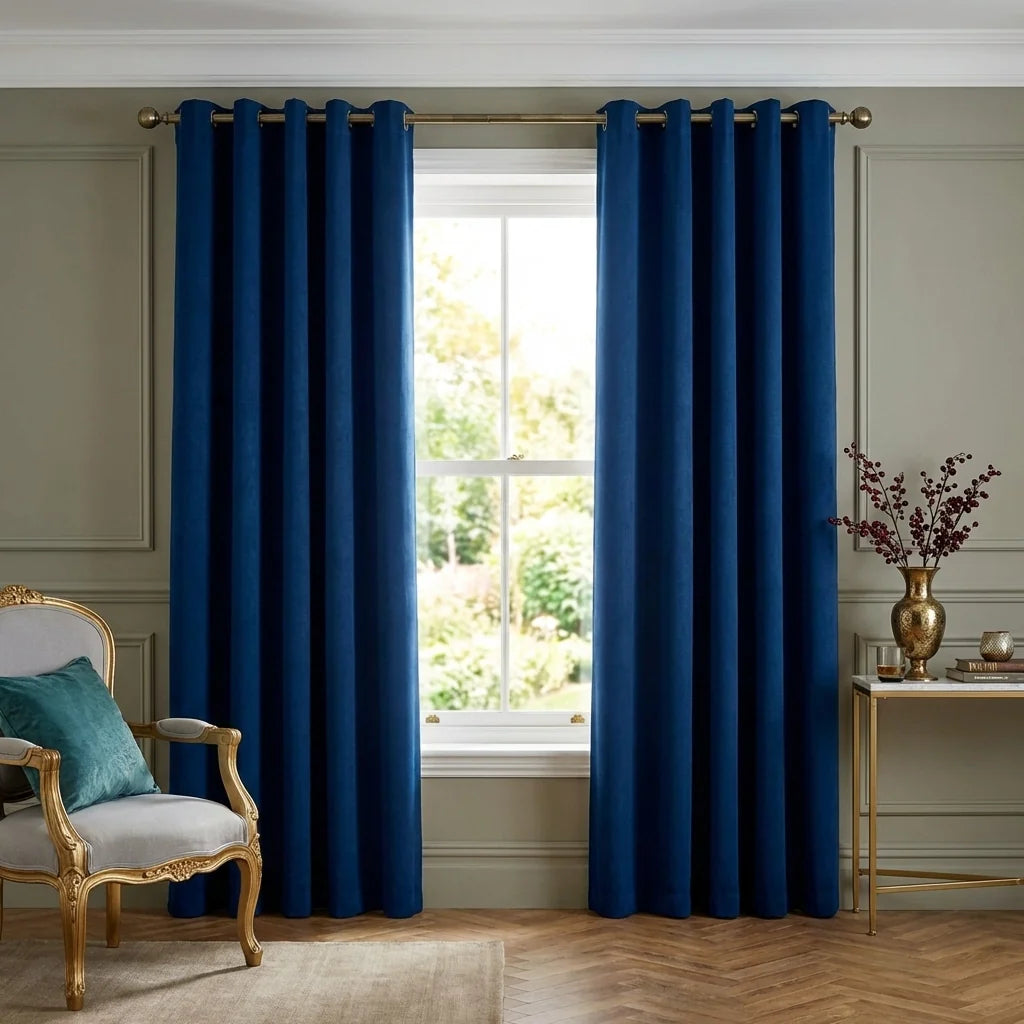 Essential Navy Thermal Blackout Eyelet Curtains