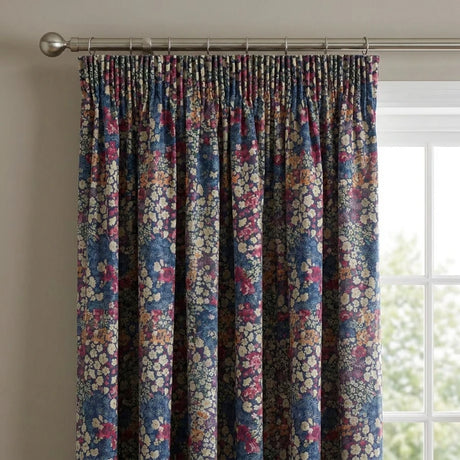 Bessie Floral Pencil Pleat Tape Top Curtains 2
