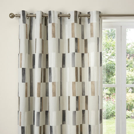 Oakland Beige Cotton Eyelet Ready Made Curtains 2