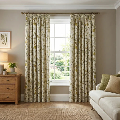 Grove Lined Tape Top Pencil Pleat Curtains - Fennel