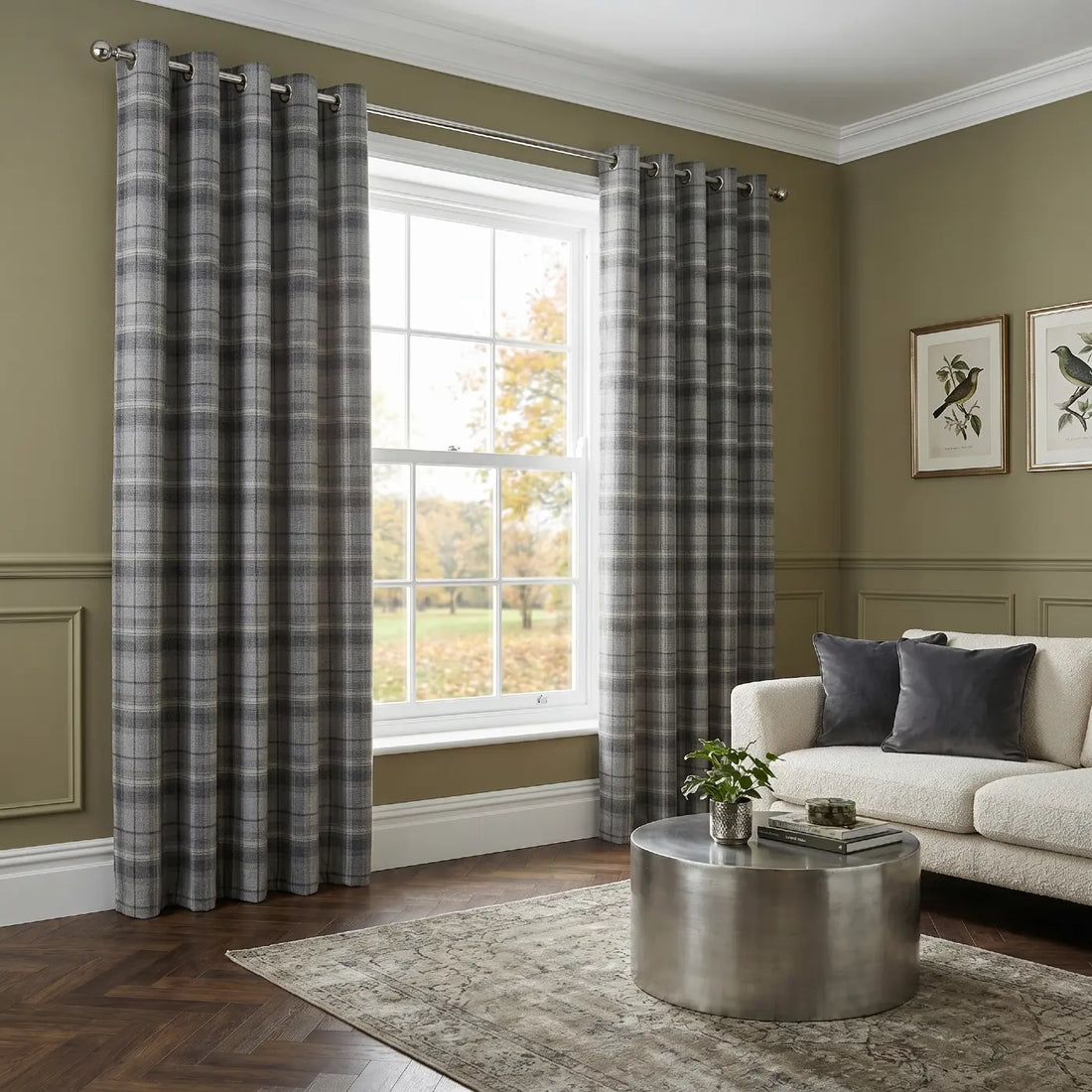 Carnoustie Grey Thermal Blackout Dimout Eyelet Curtains Room Darkening