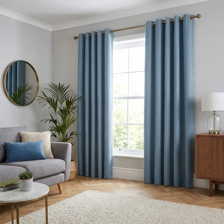 Sorbonne Cotton Lined Ready Made Eyelet Curtains 1