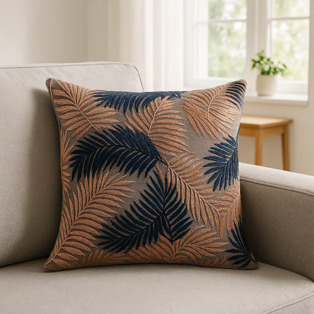 Palm Grove Cushion Cover 20" x 20" - Blush / Navy