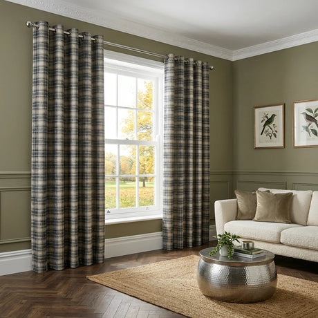 Everett Eyelet Curtains Ready Made Pair - Grey