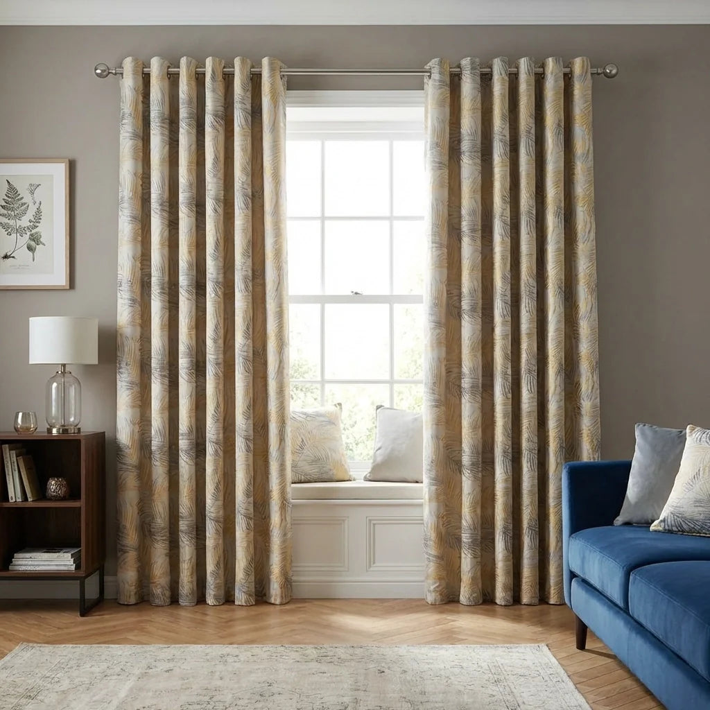 Fiji Lined Ochre Thermal Blackout Eyelet Curtains