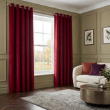 Velvet Blackout Eyelet Curtains - Red