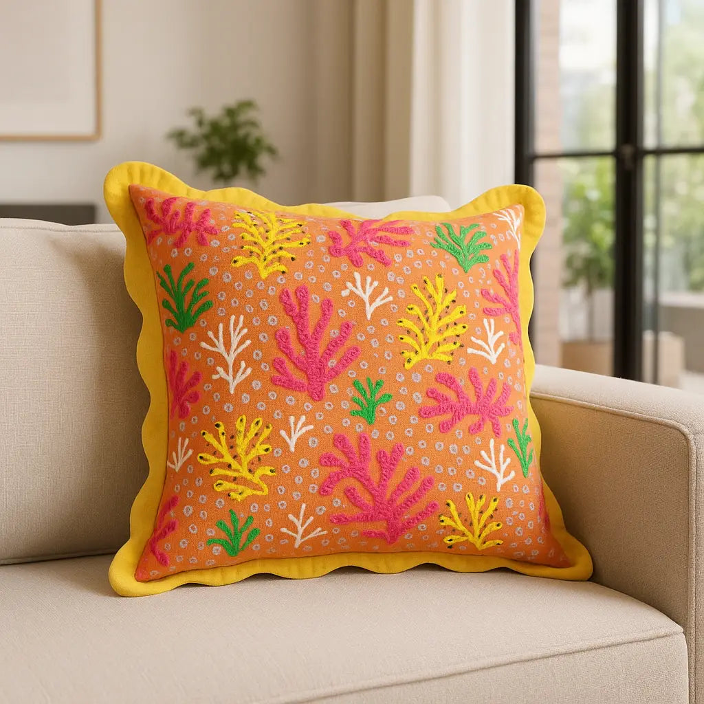 Coral 100% Cotton Citronelle Cushion Cover 50cm x 50cm