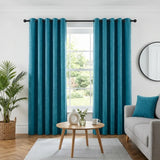 Chenille Blackout Eyelet Ring Top Curtains - Teal