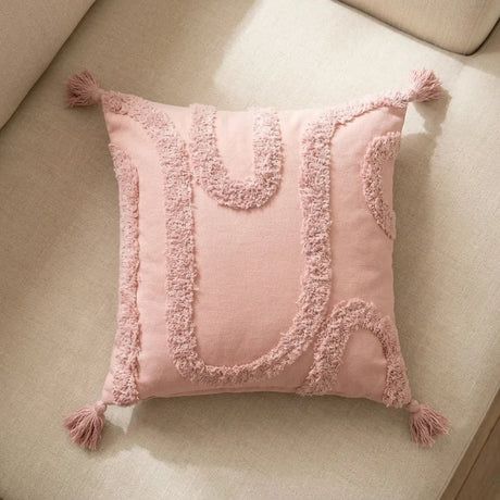 Cabana Tufted 100% Cotton Blush Cushion Cover 43cm x 43cm