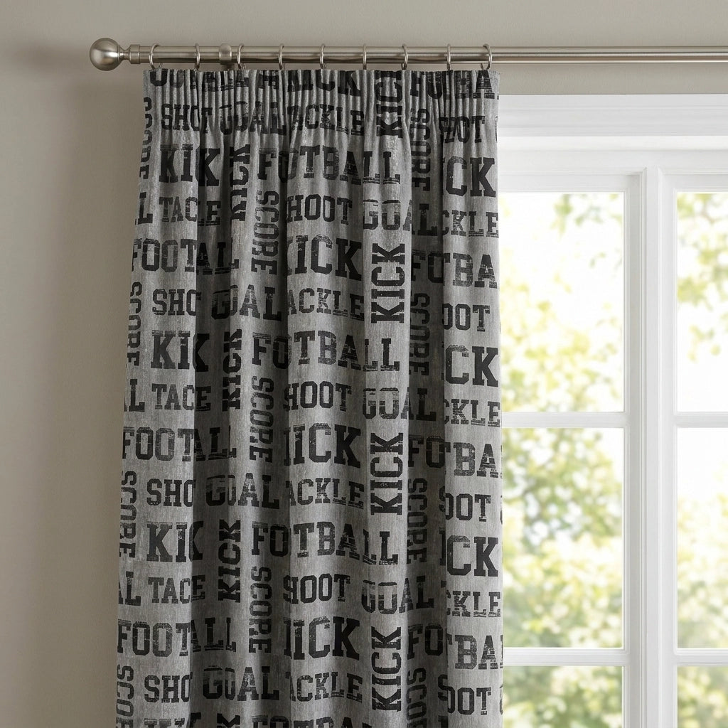 Football Kids Tape Top Ready Made Curtains 2