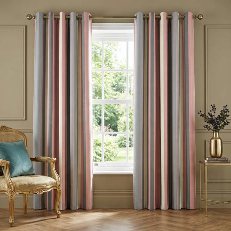 Whitworth Stripe Lined Eyelet Curtains 4