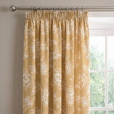 Mishka Floral Gold Pencil Pleat Curtains 2