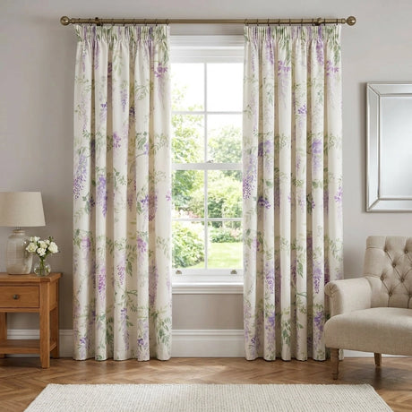 Wisteria Floral Lined Pencil Pleat Curtains 4