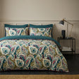 Aretha Paisley Print Cotton Sateen Teal Duvet Cover Set 1