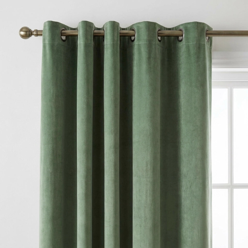 Heavy Chenille Velvet Lined Eyelet Curtains 2