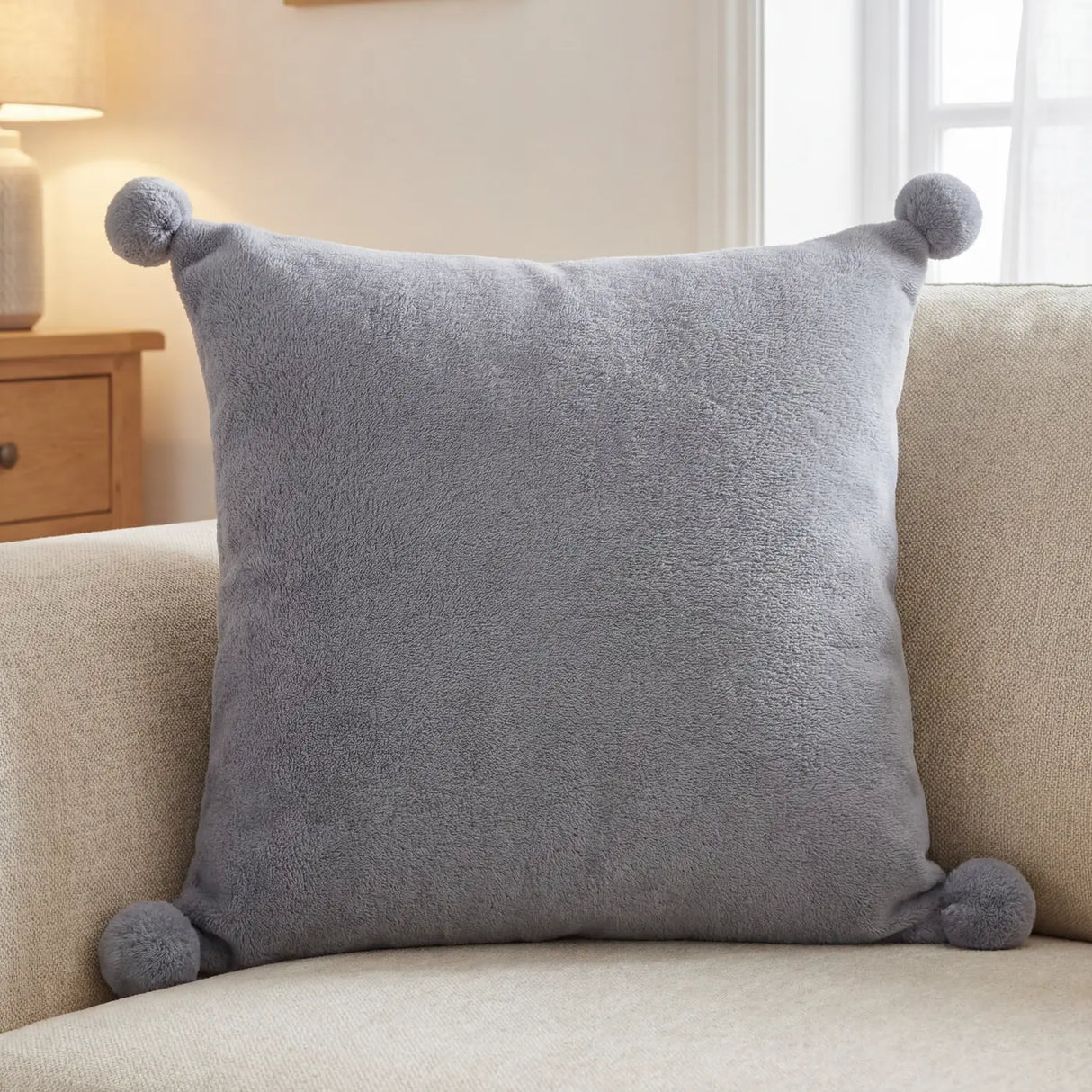 Pom Pom Fleece Cushion Cover Cosy Collection 5