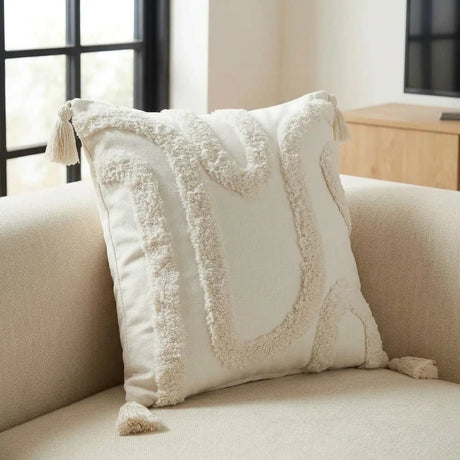 Cabana Tufted 100% Cotton Cream Cushion Cover 43cm x 43cm
