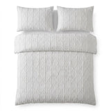 Crinkle Stripe Textured White Recycled Duvet Cover Set 2