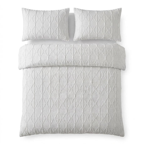Crinkle Stripe Textured White Recycled Duvet Cover Set 2