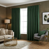 Dijon Blackout Thermal Tape Top Pencil Pleat Curtains - Bottle Green