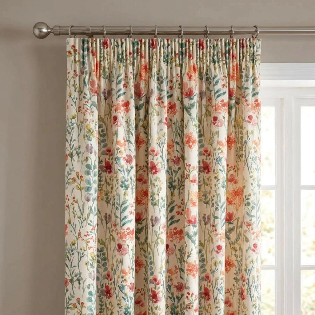Amaryllis Floral Tape Top Curtains