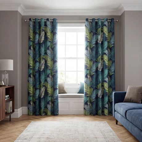Tropical Ochre Ready Made Eyelet Curtains 1